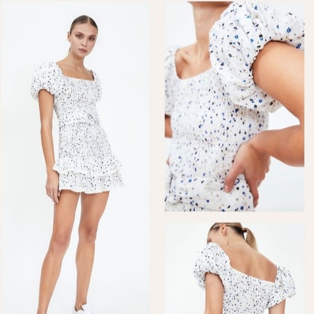Maia Bergman White puff sleeve dress Size Small